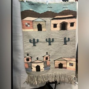 MEXICAN ViNTAGE Southwest KILIM TAPESTRY W
CaCTUS & Pueblo 80's Arizona